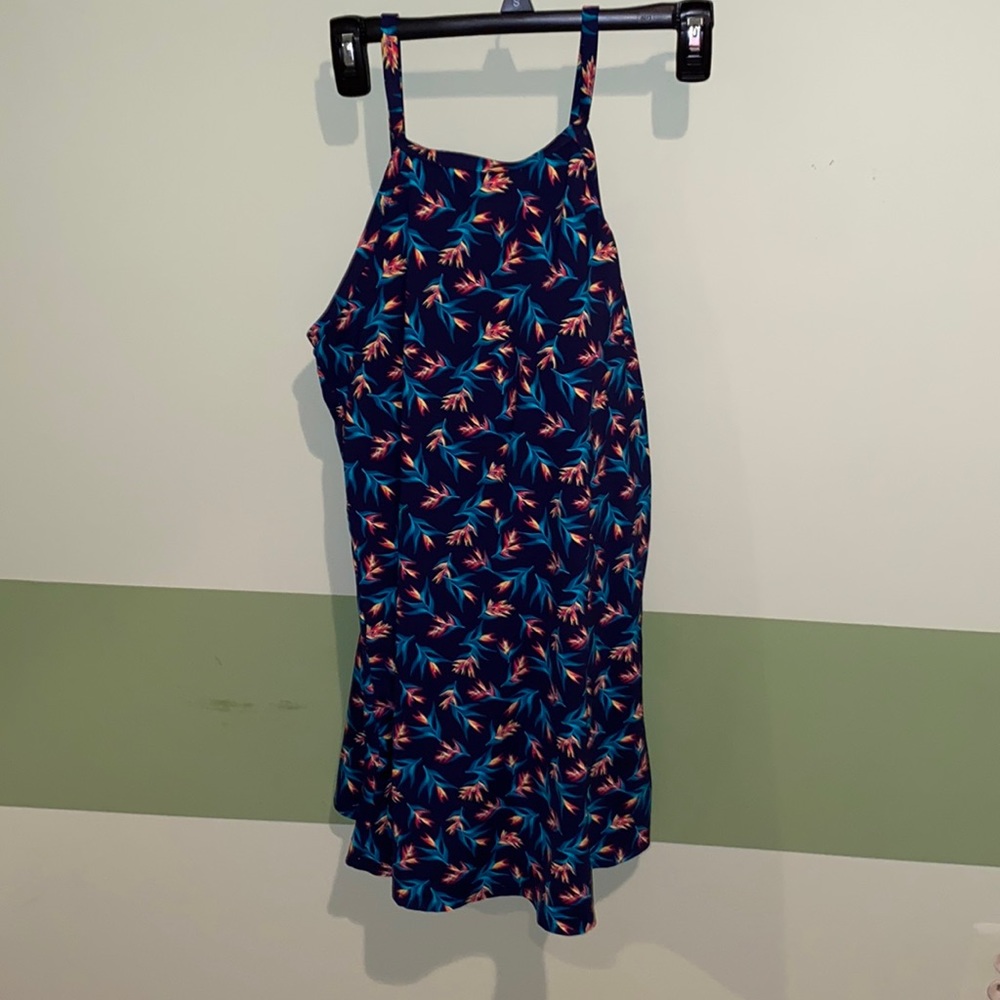 Lands' End Navy Floral One-Piece Swimsuit